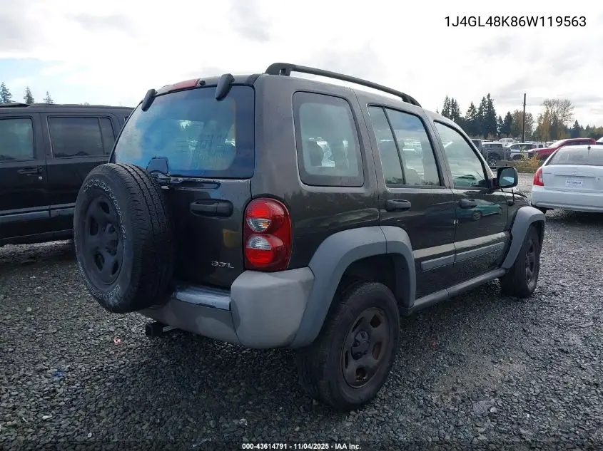 1J4GL48K86W119563 2006 Jeep Liberty Sport