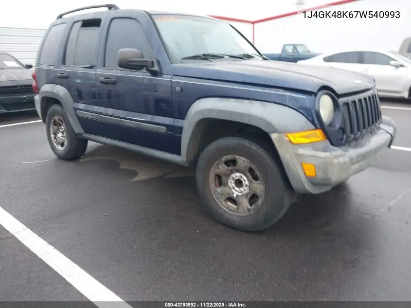 1J4GK48K67W540993 2007 Jeep Liberty Sport