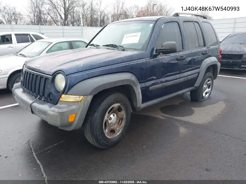 1J4GK48K67W540993 2007 Jeep Liberty Sport
