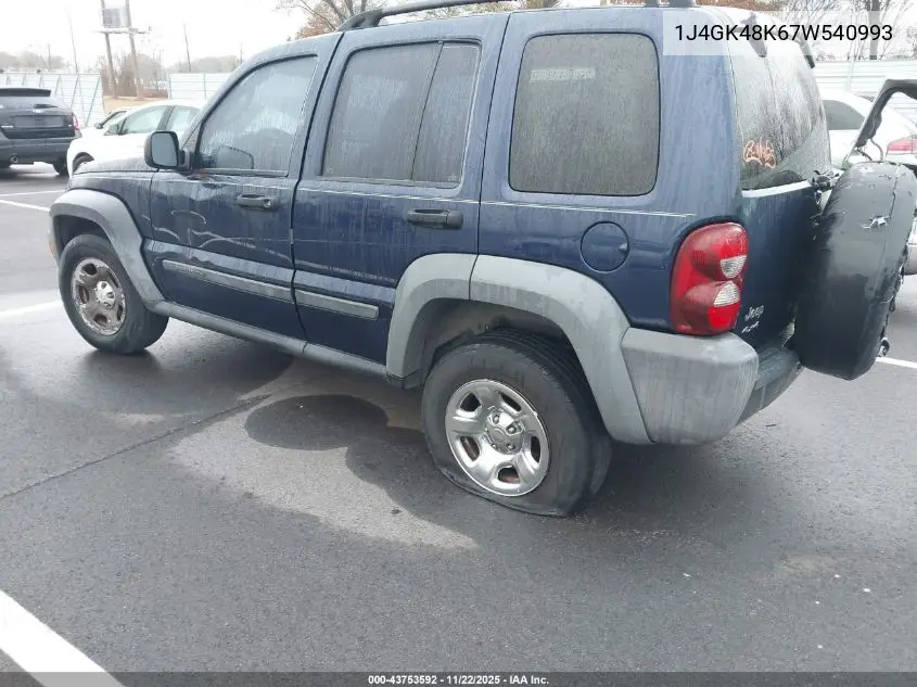 1J4GK48K67W540993 2007 Jeep Liberty Sport