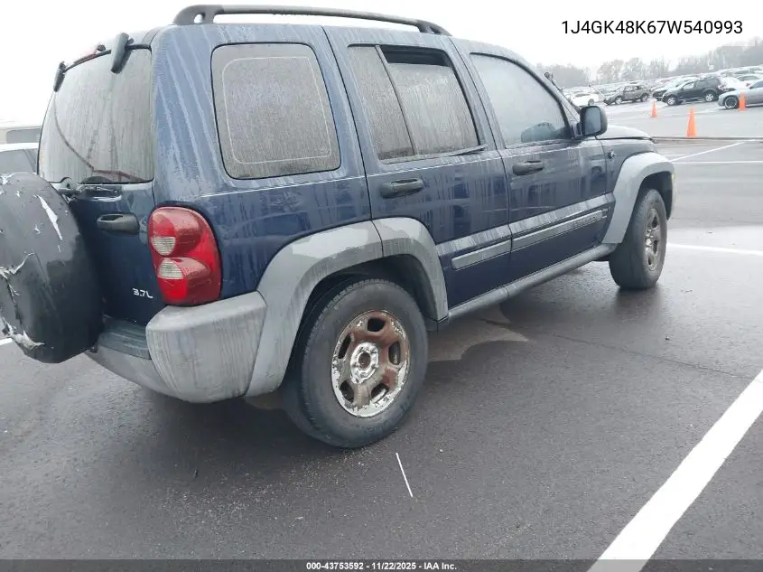 1J4GK48K67W540993 2007 Jeep Liberty Sport