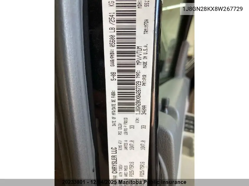 1J8GN28KX8W267729 2008 Jeep Liberty Sport