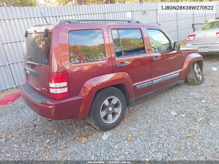 1J8GN28K38W270522 2008 Jeep Liberty Sport