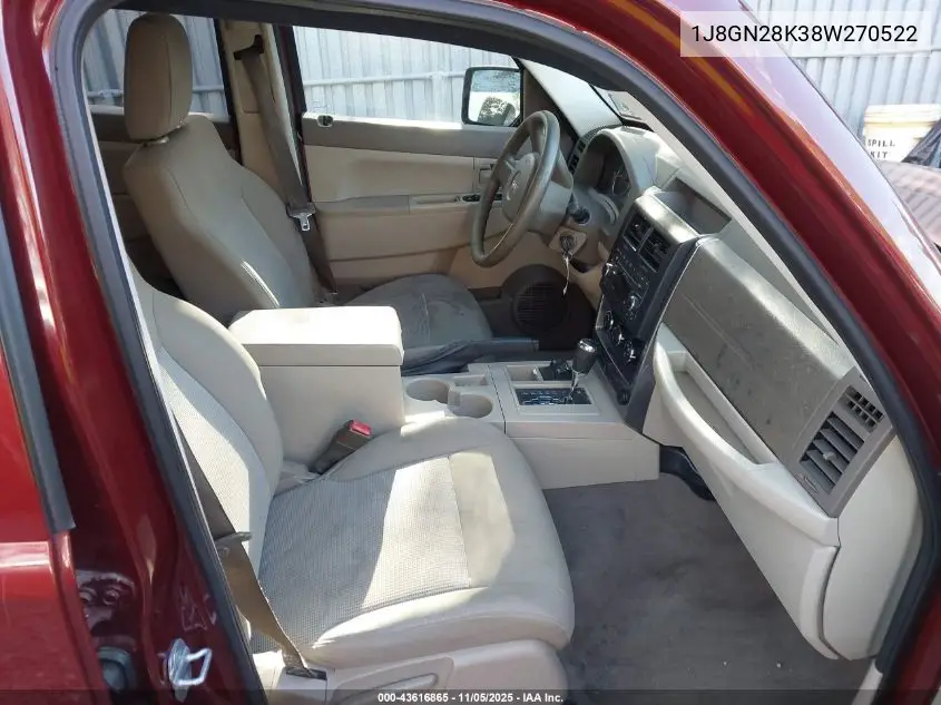 1J8GN28K38W270522 2008 Jeep Liberty Sport