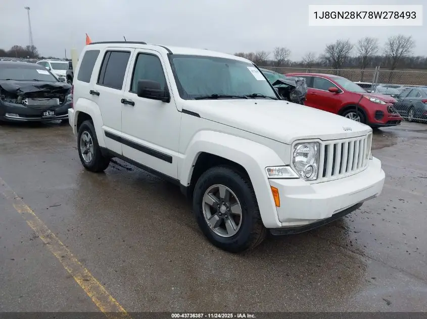 1J8GN28K78W278493 2008 Jeep Liberty Sport