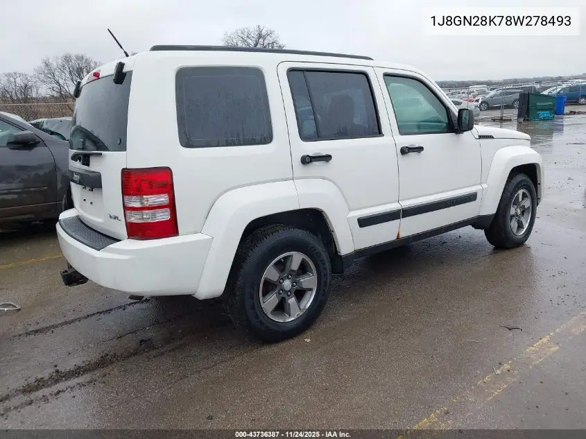 1J8GN28K78W278493 2008 Jeep Liberty Sport