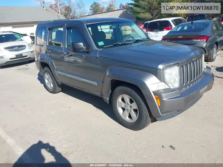 1C4PJMAK1CW136870 2012 Jeep Liberty Sport