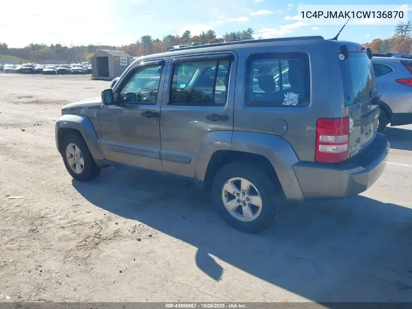 1C4PJMAK1CW136870 2012 Jeep Liberty Sport