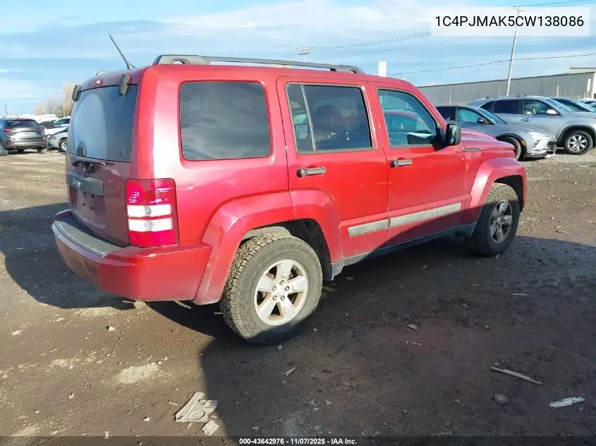 1C4PJMAK5CW138086 2012 Jeep Liberty Sport