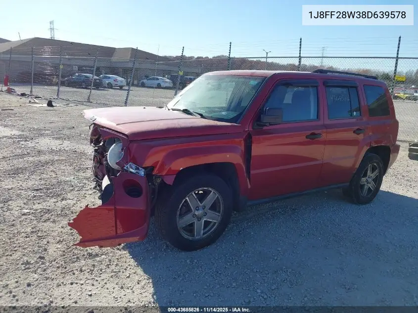 1J8FF28W38D639578 2008 Jeep Patriot Sport