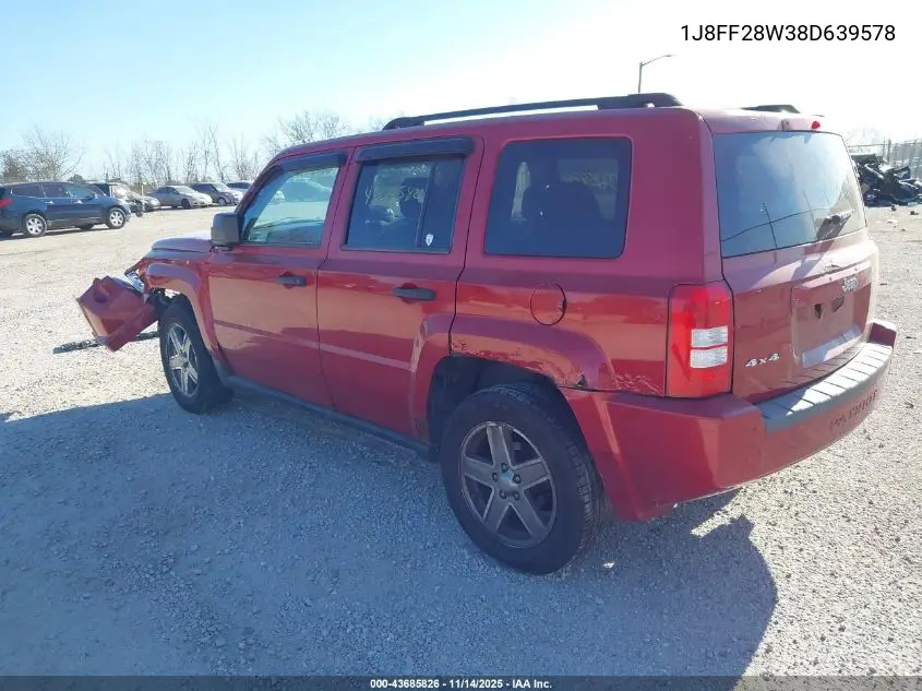 1J8FF28W38D639578 2008 Jeep Patriot Sport