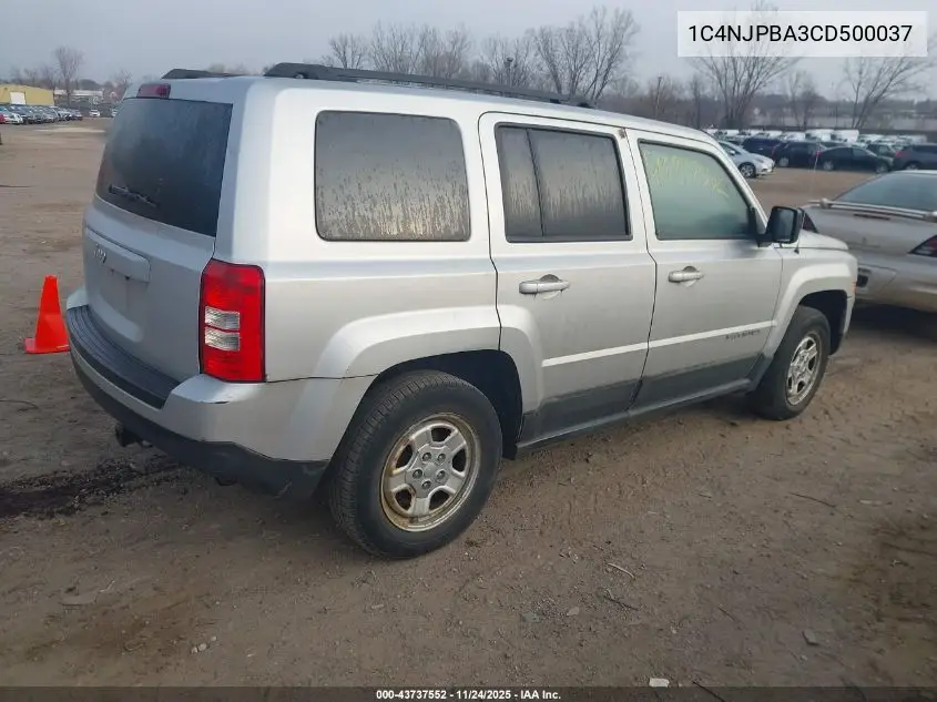 1C4NJPBA3CD500037 2012 Jeep Patriot Sport