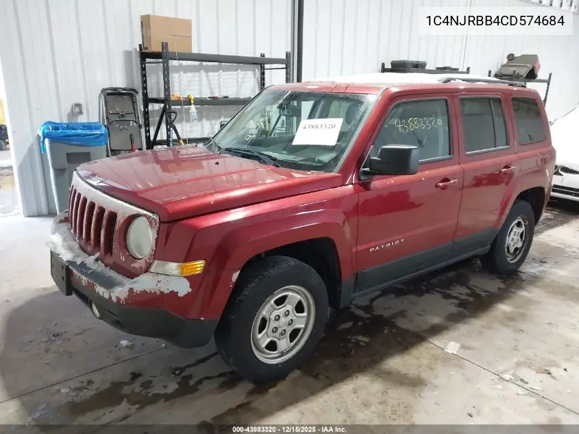 1C4NJRBB4CD574684 2012 Jeep Patriot Sport