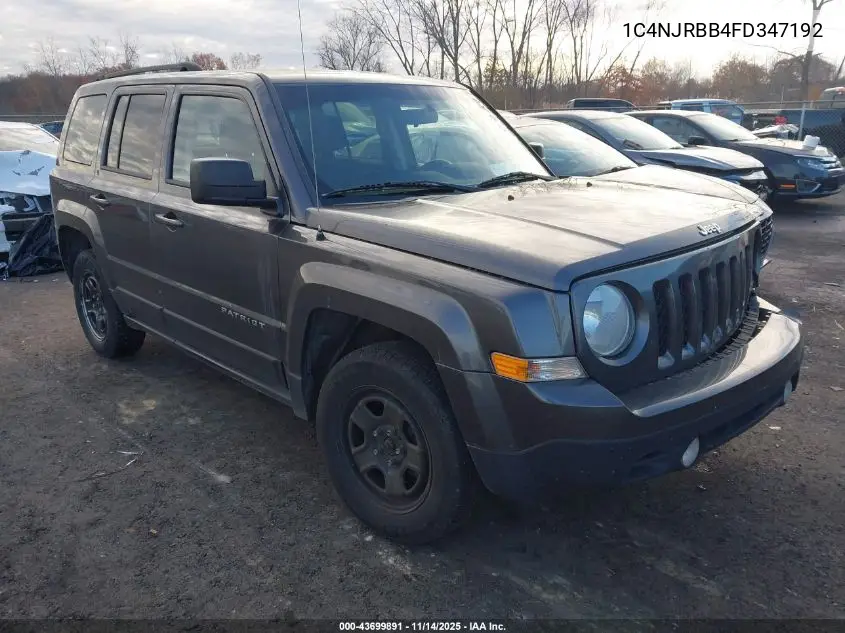 1C4NJRBB4FD347192 2015 Jeep Patriot Sport