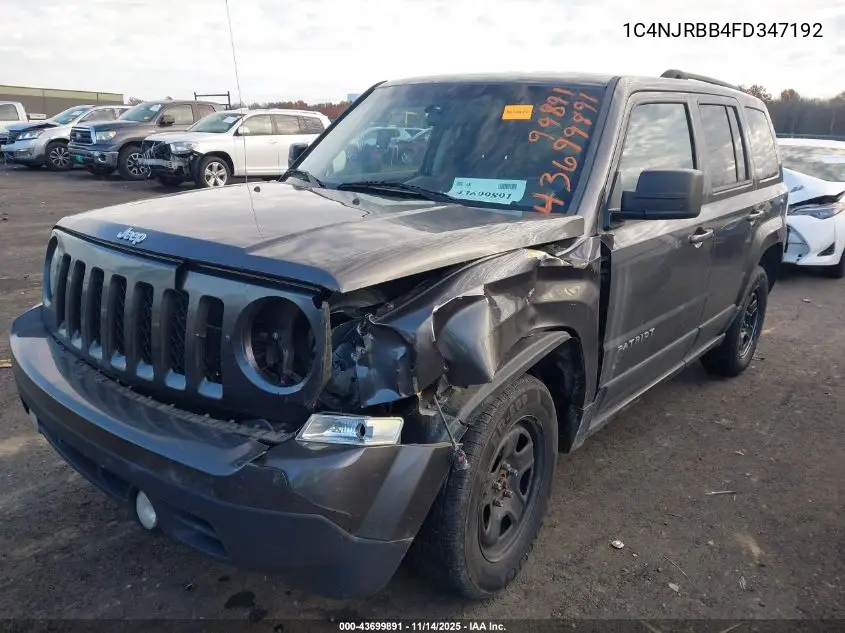 1C4NJRBB4FD347192 2015 Jeep Patriot Sport