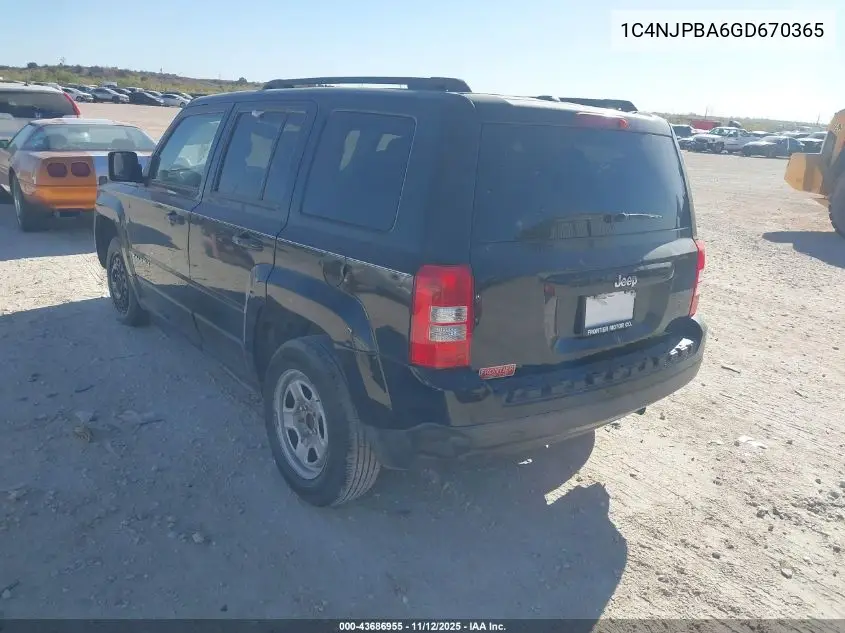 1C4NJPBA6GD670365 2016 Jeep Patriot Sport
