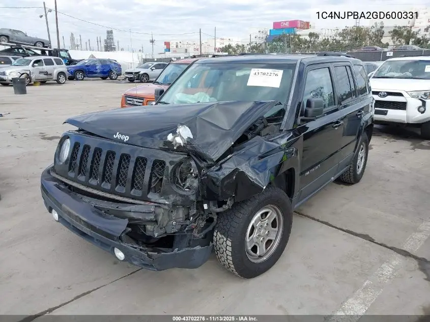 1C4NJPBA2GD600331 2016 Jeep Patriot Sport