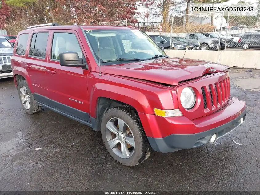 1C4NJPFAXGD503243 2016 Jeep Patriot High Altitude Edition