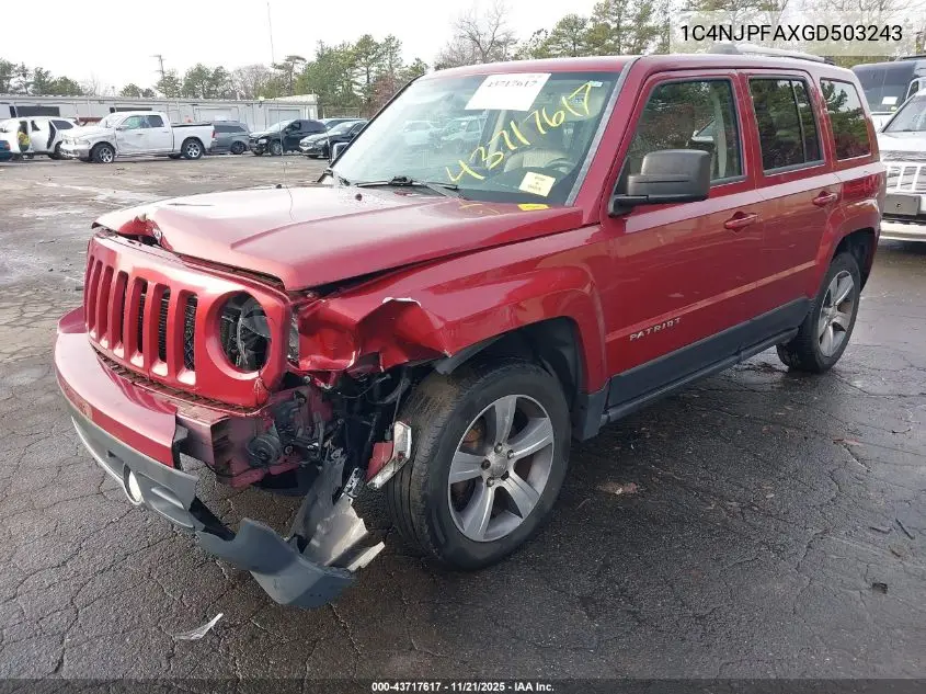 1C4NJPFAXGD503243 2016 Jeep Patriot High Altitude Edition