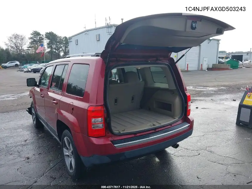 1C4NJPFAXGD503243 2016 Jeep Patriot High Altitude Edition