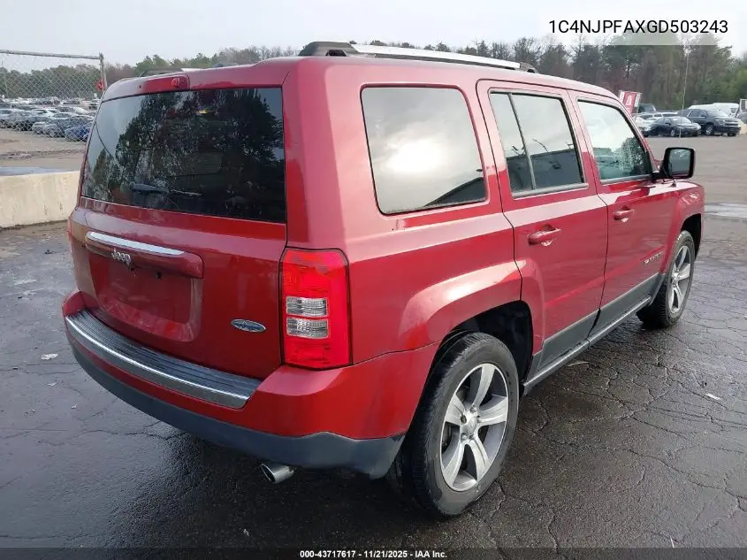 1C4NJPFAXGD503243 2016 Jeep Patriot High Altitude Edition