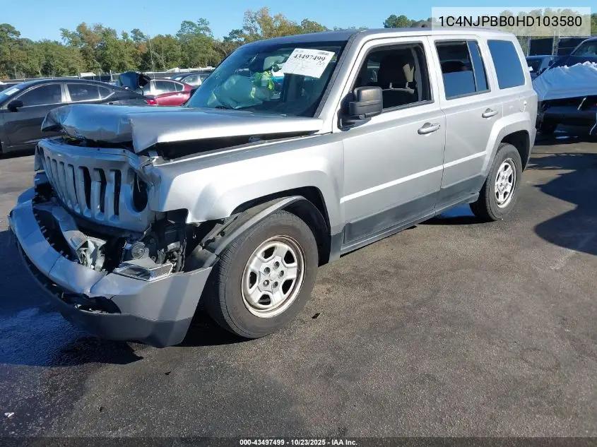1C4NJPBB0HD103580 2017 Jeep Patriot Sport Fwd