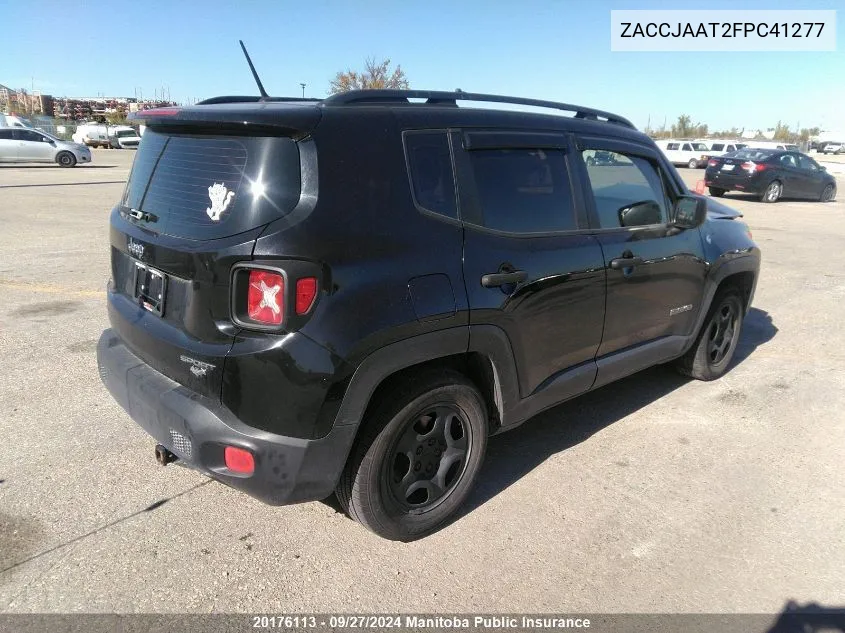 2015 Jeep Renegade North VIN: ZACCJAAT2FPC41277 Lot: 20176113