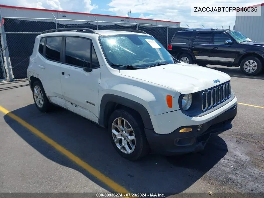 2015 Jeep Renegade Latitude VIN: ZACCJABT0FPB46036 Lot: 39936274