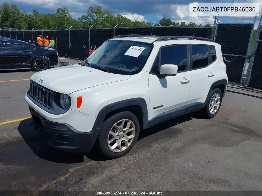 2015 Jeep Renegade Latitude VIN: ZACCJABT0FPB46036 Lot: 39936274