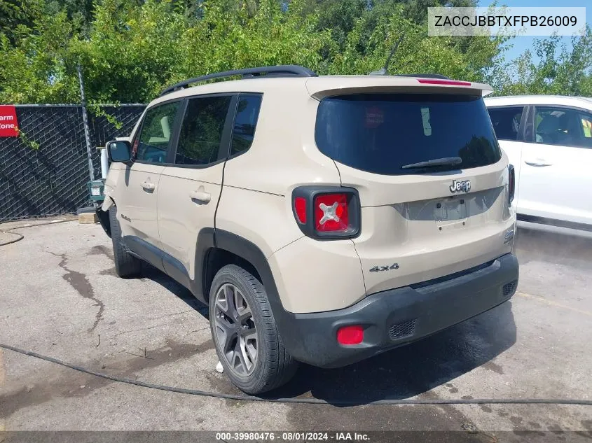 2015 Jeep Renegade Latitude VIN: ZACCJBBTXFPB26009 Lot: 39980476