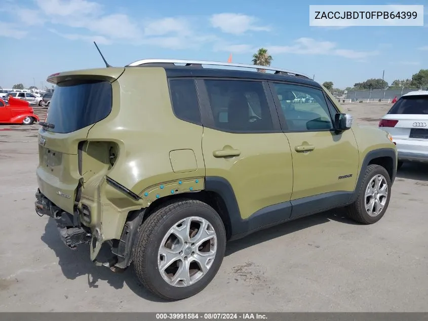 2015 Jeep Renegade Limited VIN: ZACCJBDT0FPB64399 Lot: 39991584