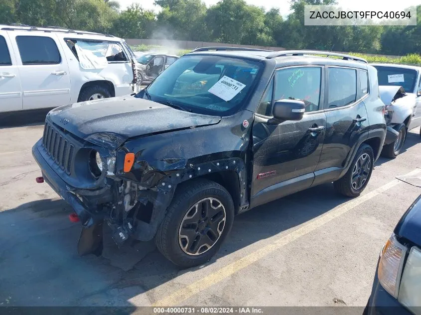 2015 Jeep Renegade Trailhawk VIN: ZACCJBCT9FPC40694 Lot: 40000731