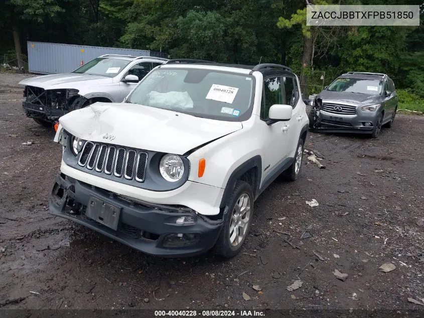 2015 Jeep Renegade Latitude VIN: ZACCJBBTXFPB51850 Lot: 40040228