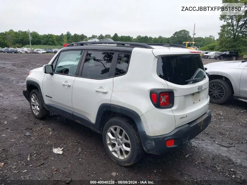 2015 Jeep Renegade Latitude VIN: ZACCJBBTXFPB51850 Lot: 40040228