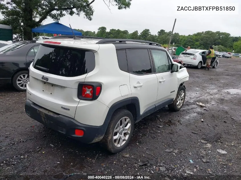 2015 Jeep Renegade Latitude VIN: ZACCJBBTXFPB51850 Lot: 40040228