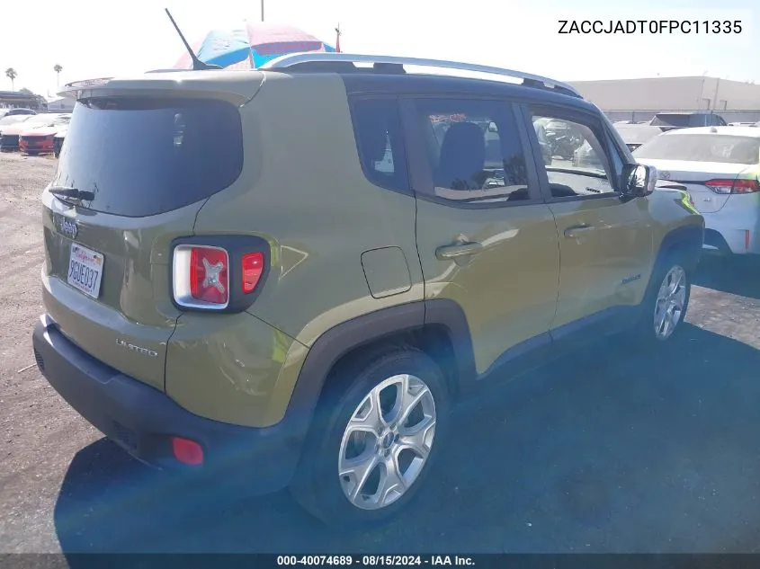 2015 Jeep Renegade Limited VIN: ZACCJADT0FPC11335 Lot: 40074689