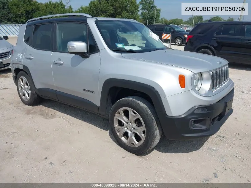 2015 Jeep Renegade Limited VIN: ZACCJBDT9FPC50706 Lot: 40098925