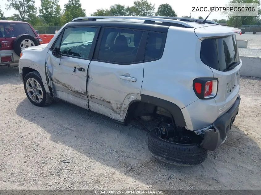 2015 Jeep Renegade Limited VIN: ZACCJBDT9FPC50706 Lot: 40098925