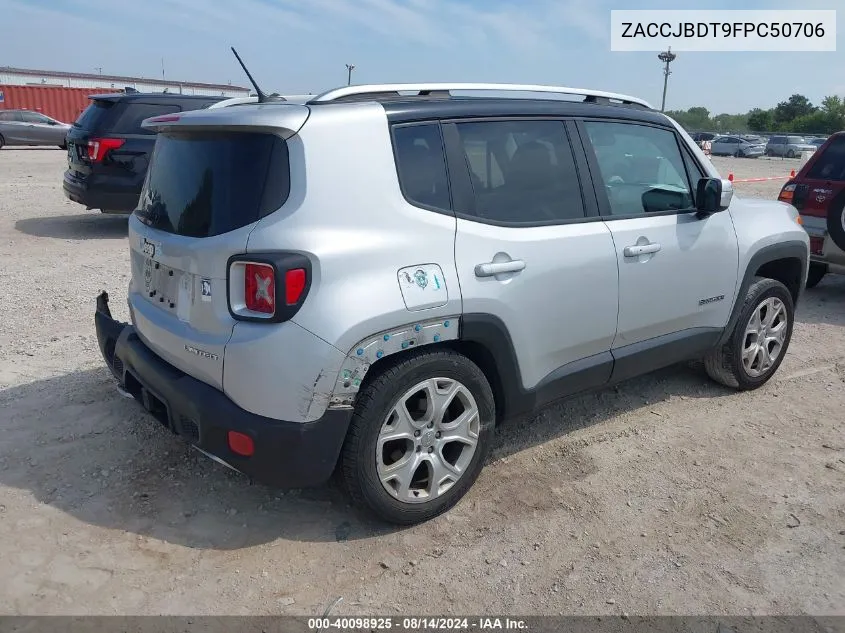 2015 Jeep Renegade Limited VIN: ZACCJBDT9FPC50706 Lot: 40098925