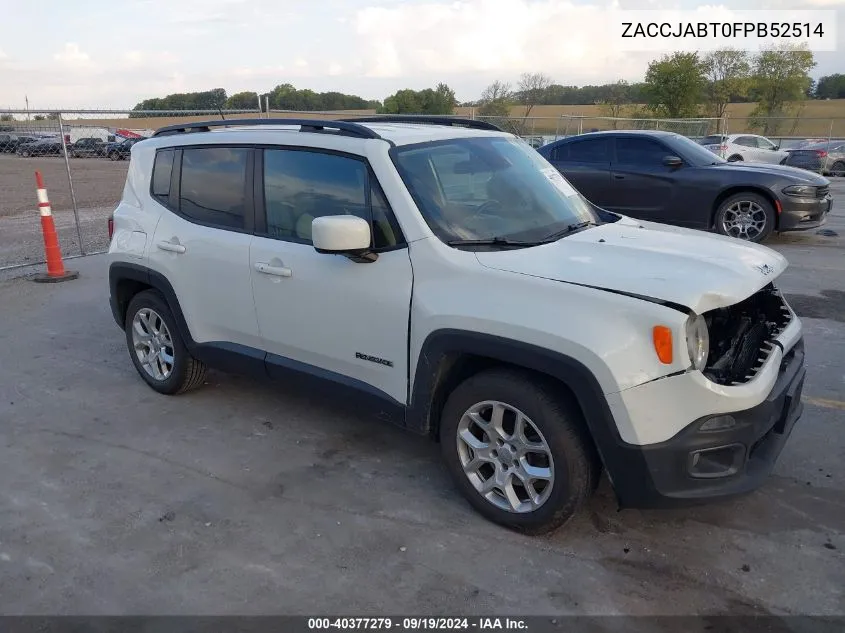 2015 Jeep Renegade Latitude VIN: ZACCJABT0FPB52514 Lot: 40377279