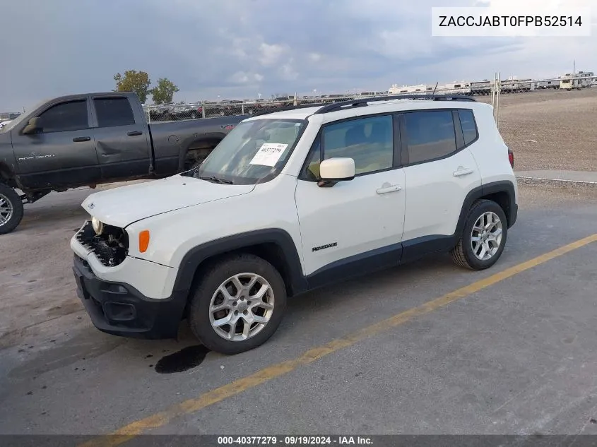 2015 Jeep Renegade Latitude VIN: ZACCJABT0FPB52514 Lot: 40377279