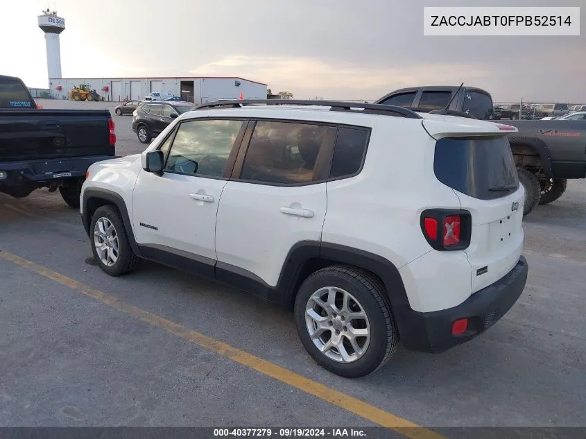 2015 Jeep Renegade Latitude VIN: ZACCJABT0FPB52514 Lot: 40377279