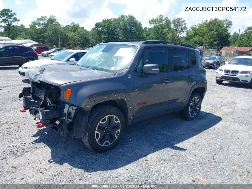 2016 Jeep Renegade Trailhawk VIN: ZACCJBCT3GPC54172 Lot: 39803528