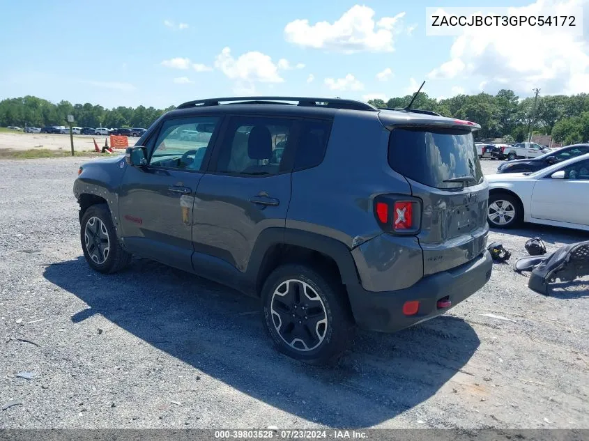 2016 Jeep Renegade Trailhawk VIN: ZACCJBCT3GPC54172 Lot: 39803528