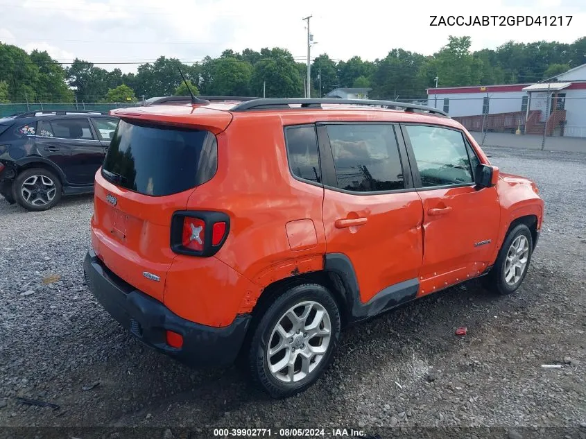 ZACCJABT2GPD41217 2016 Jeep Renegade Latitude