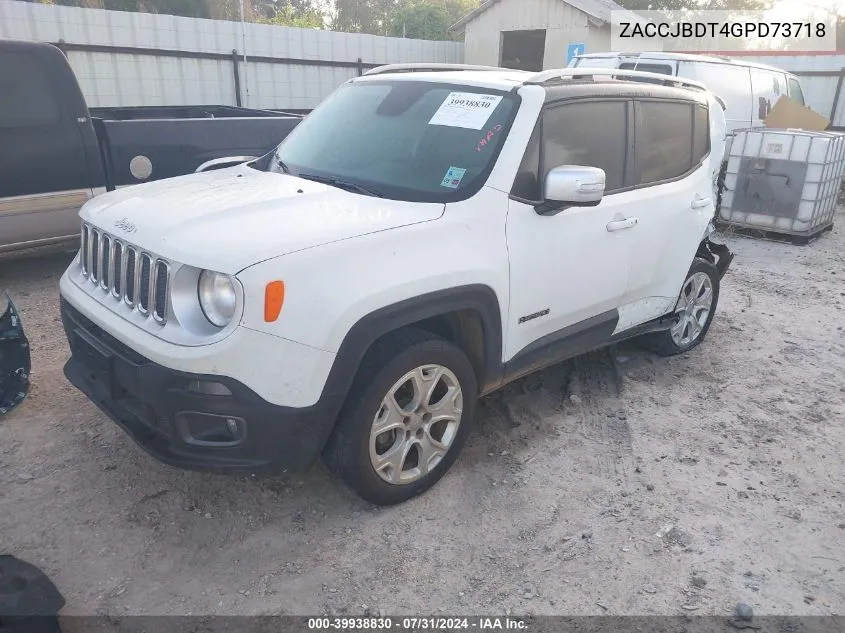 2016 Jeep Renegade Limited VIN: ZACCJBDT4GPD73718 Lot: 39938830