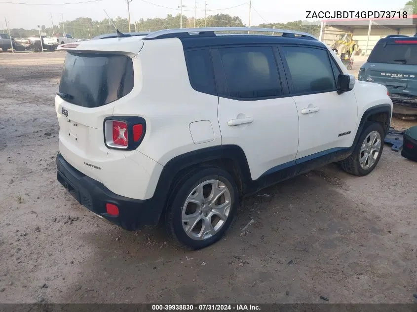 2016 Jeep Renegade Limited VIN: ZACCJBDT4GPD73718 Lot: 39938830