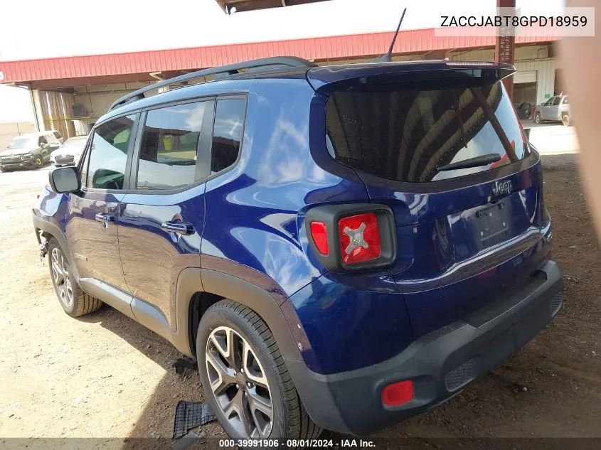 2016 Jeep Renegade Latitude VIN: ZACCJABT8GPD18959 Lot: 39991906