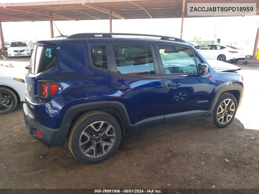 2016 Jeep Renegade Latitude VIN: ZACCJABT8GPD18959 Lot: 39991906