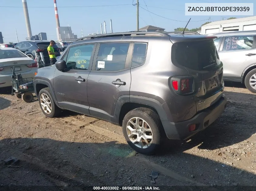 2016 Jeep Renegade Latitude VIN: ZACCJBBT0GPE39359 Lot: 40033002